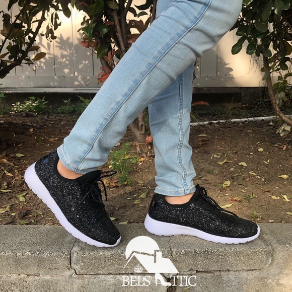 Black Sparkling Glitter Sneaker Kicks - Picture 3 of 8